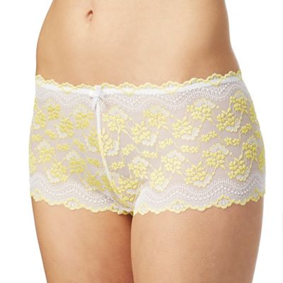 Yellow and white lace shorts